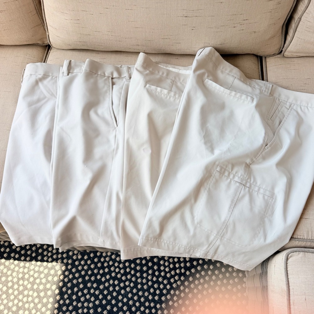 Lot of 4 PGA Tour Pro Series Flat Front Golf Shorts Performance Mens 38 Tan